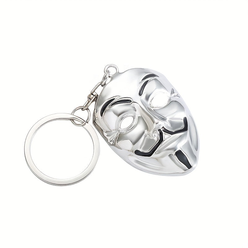 Clown Mask Keychain Metal Key Ring Purse Bag Backpack Car Charm Earbud Case