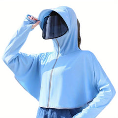 Women's Summer Sun Jacket with Hooded Lens Breathable Sunshade