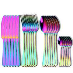 24pcs Steak Cutlery Set 1010 Stainless Steel Fork Spoon