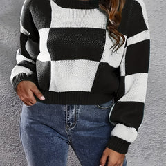 Colorblock Round Neck Sweater