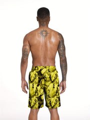 Men's Waterwave Print Swim Trunks Beach Board Shorts