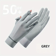 UPF 50 Ice Silk Gloves Short Mesh Breathable Non-slip Touch Screen UV Prote