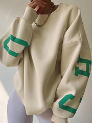 Girls' Casual Letter Print Crew Neck Sweatshirt Loose Fit Long Sleeve Pullover