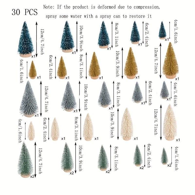 30 Mini Christmas Trees Bottle Brush Artificial Xmas Tree Holiday Decor