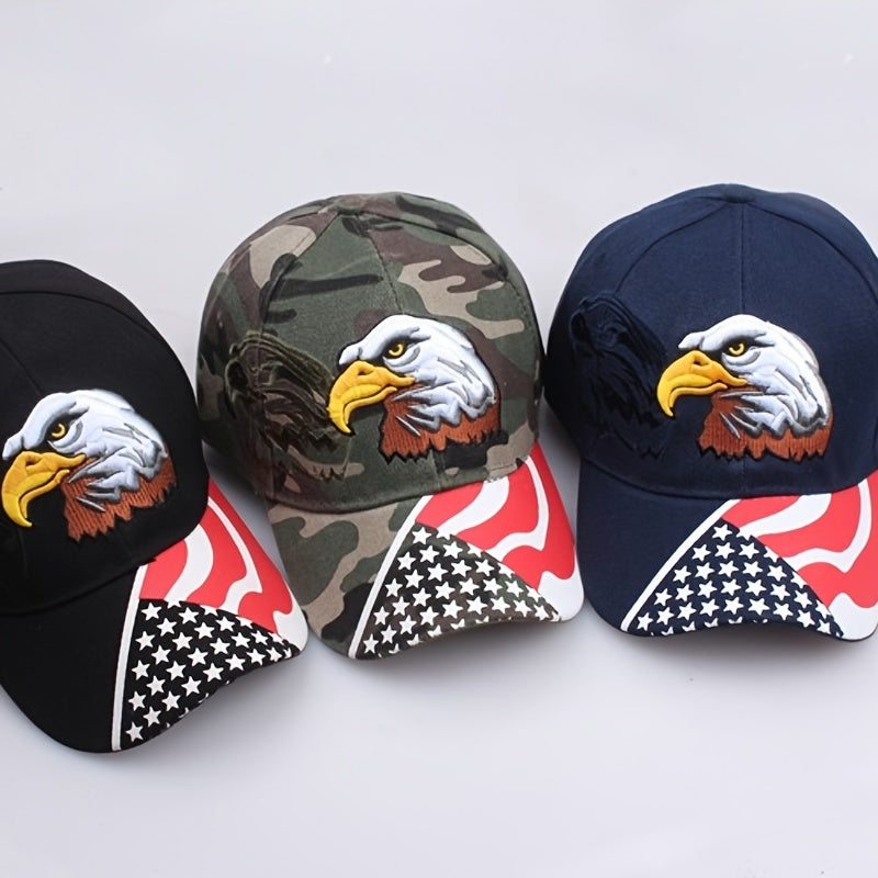 Patriotic Eagle & Flag Embroidered Baseball Cap Unisex Fishing Hat