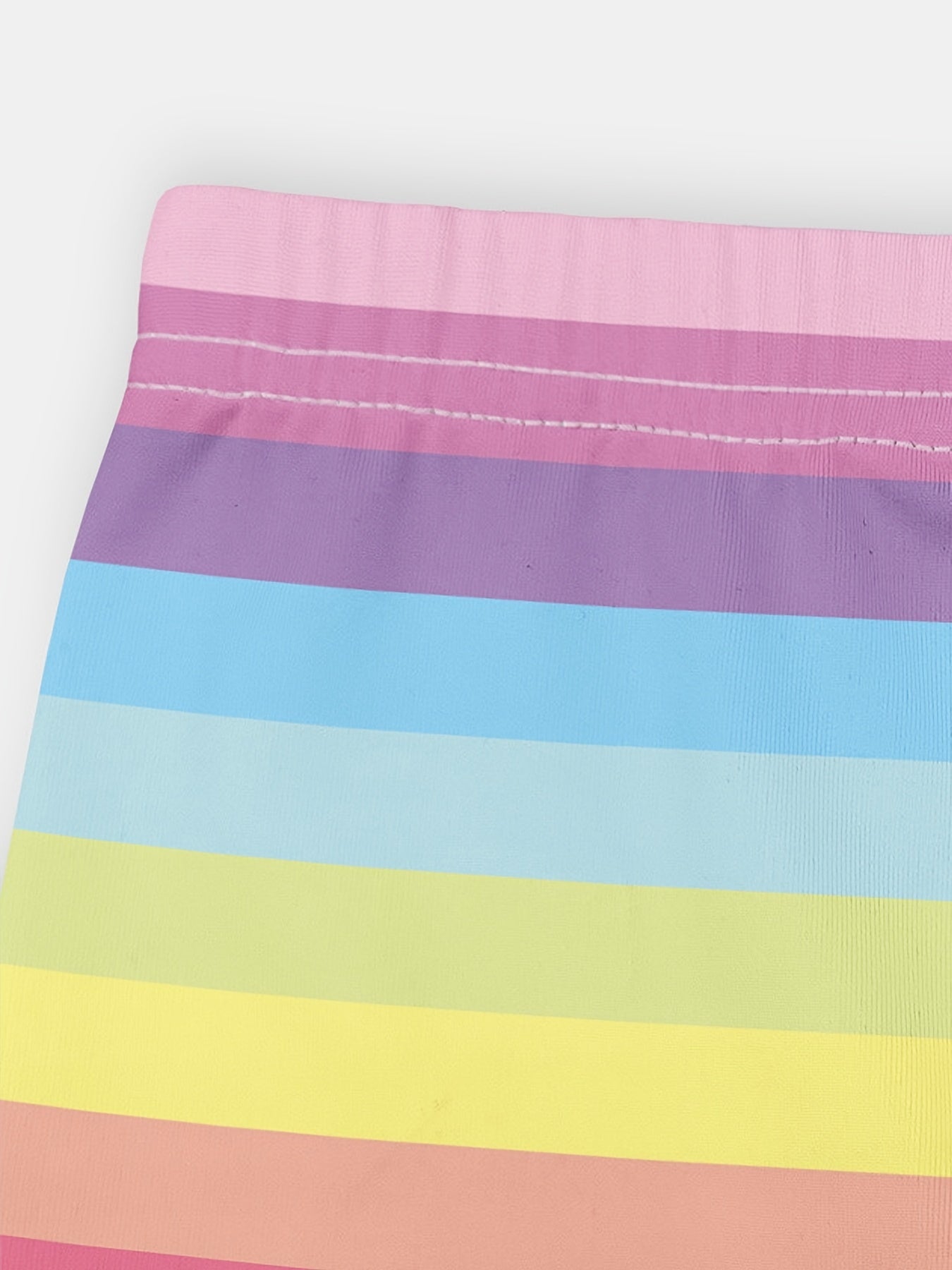 Girls Casual Long Rainbow Stripes Leggings Pants