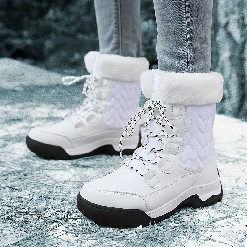 Plush Lined Thermal Flat Snow Boots Non Slip Waterproof Snow Shoes