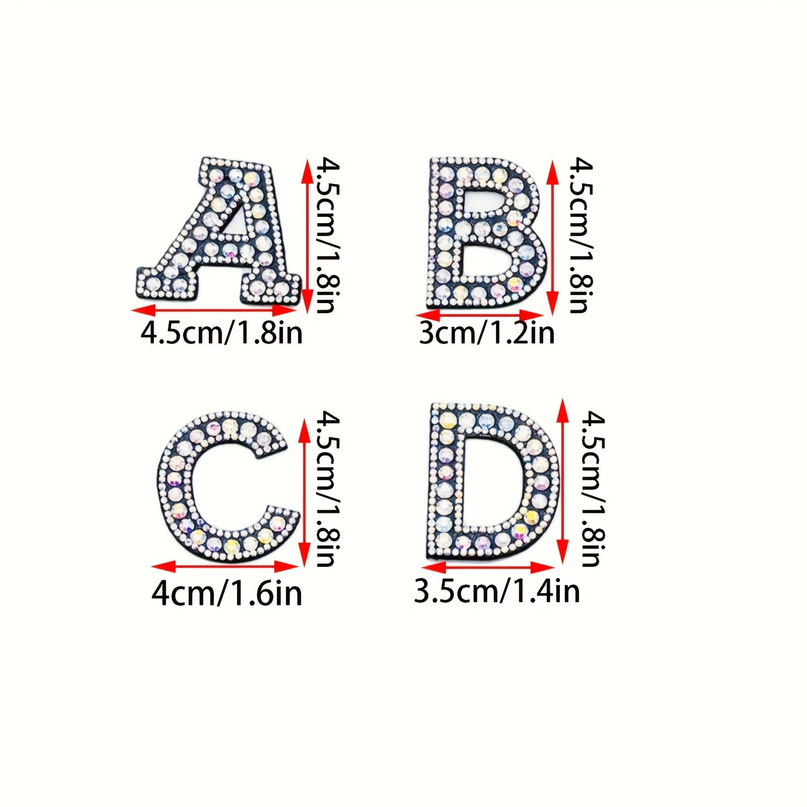 26pcs 4 5 4 Letters Clothing Bling Letter Patch Glitter Alphabet Rhinestone