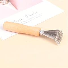 Wooden Hair Brush & Comb Cleaning Tool with Handle