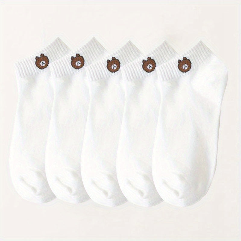 5 Pairs Soft Teddy Bear Socks Crew Length Sock Pack Women's Stockings