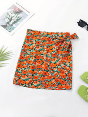 Floral Print Wrap Skirt Casual Skirt Women's Clothing
