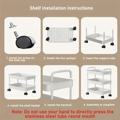 1pc Mobile Storage Cart with Wheels Convenient Floor Storage Rack