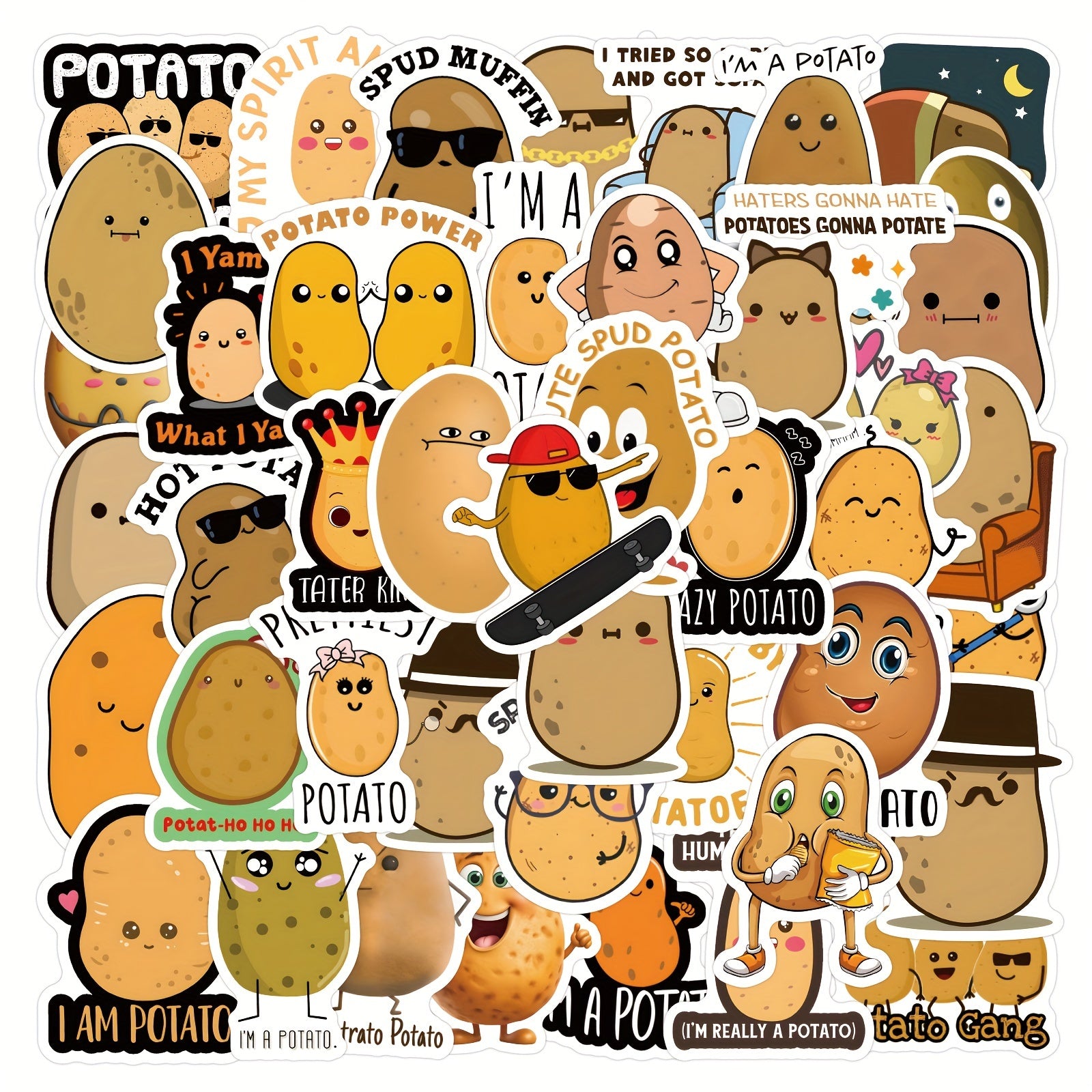 60pcs Potato Graffiti Stickers for Guitar Luggage Waterproof DIY Stickers