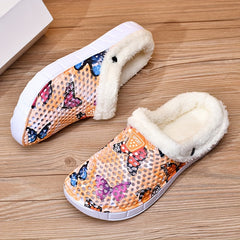 Women's Butterfly Print Warm Hole Shoes Lightweight Outdoor Shoes