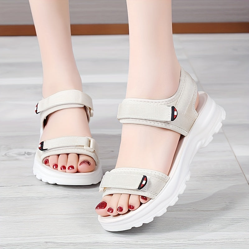 Women's Platform Sandals Hook & Loop Summer Shoes Comfortable Open Toe Sandals