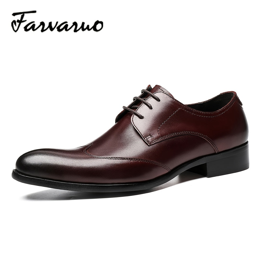 FARWARWO Men's Wingtip Leather Oxford Shoes Pointed Toe Formal Dress Shoes