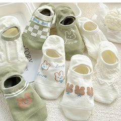 Girls Kids Cartoon Pattern Invisible Socks Breathable Non-slip Boat Socks