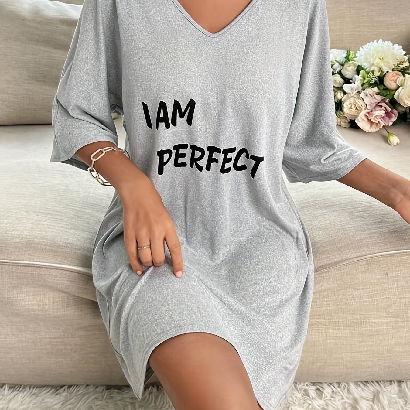 Soft & Comfy V Neck Lounge Dress