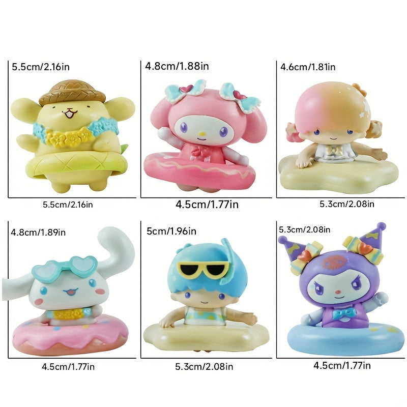 6Pcs Pom Pom Purin Swimming Table Ornament Cake Decoration Gift