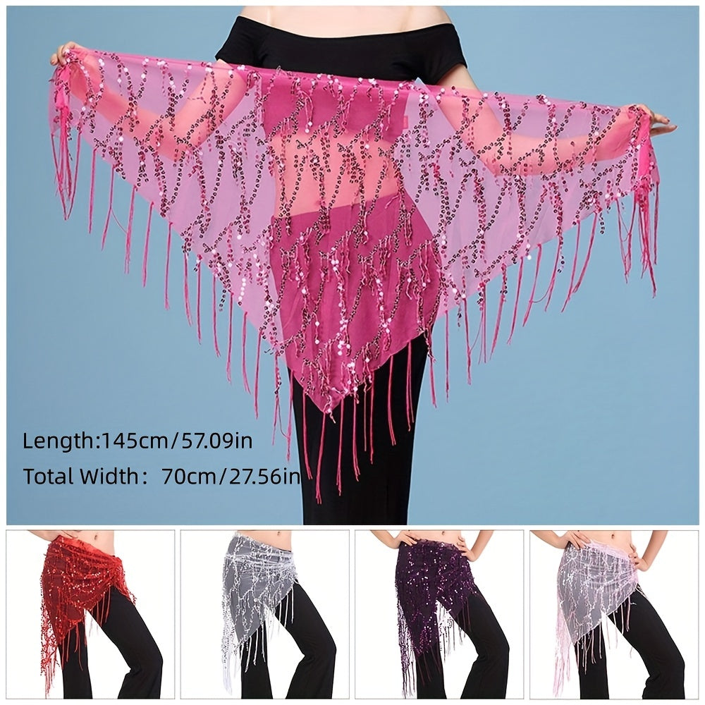 Sequins Tassel Belly Dance Hip Scarf Triangle Wrap Skirts Belly Belt