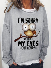 Letter & Bird Print Crew Neck Sweatshirt for Women