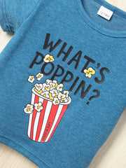 Boys Popcorn Print T shirt Kids Short Sleeve Casual Tee Top