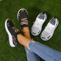 Women's Knit Sneakers Lace-Up Shoes Lightweight Running Shoes