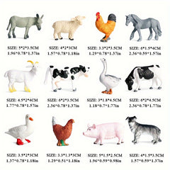 12pcs Farm Animal Figures Set Educational Toy Collection for Children 3-6 Years