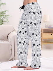 Halloween Graphic Print Sleep Bottoms Soft & Comfy Elastic Waist Women's Pants