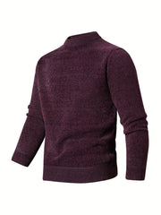 Knitted Stand Collar Sweater Men's Casual Warm Pullover Sweater