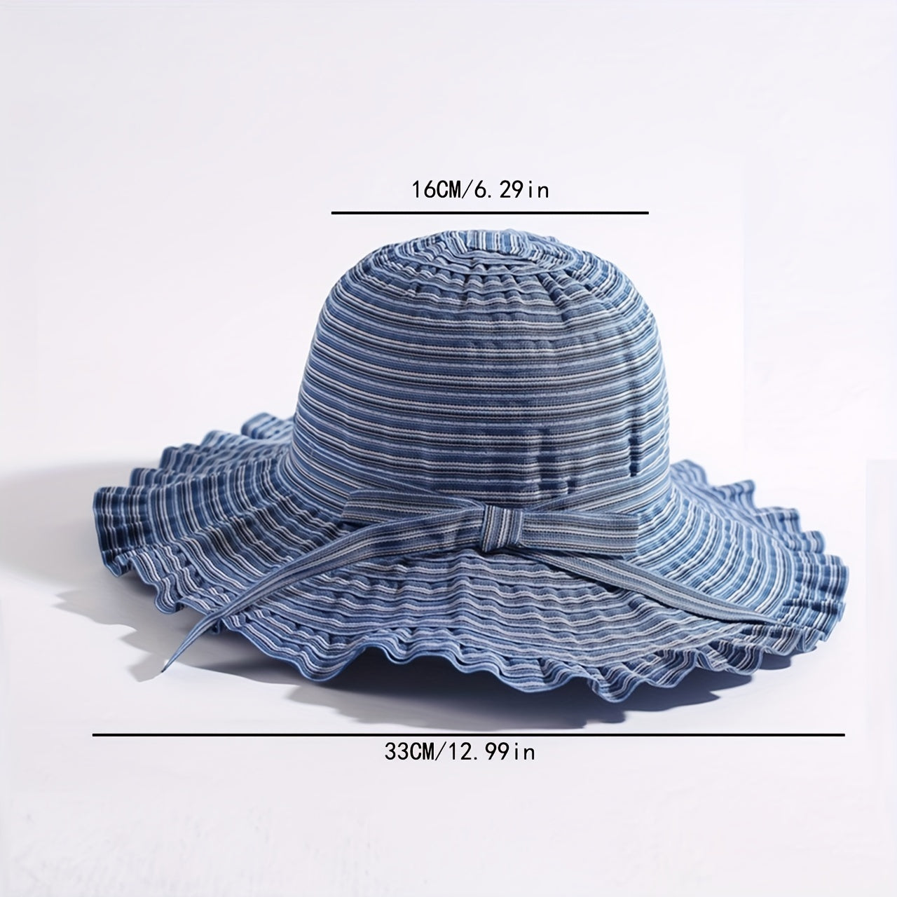Striped Sun Hat Ribbon Bowknot Bucket Hat