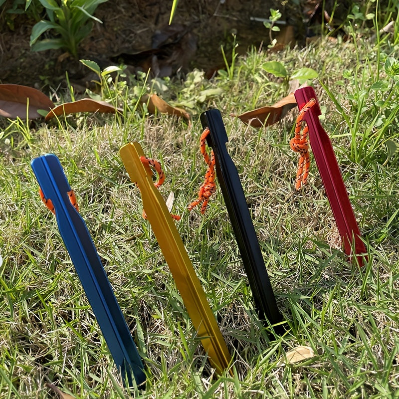 10pcs Aluminum Tent Ground Nails Outdoor Camping Fixed Nail w/ Storage Bag