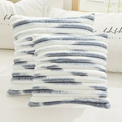 2pcs Gradient Striped Throw Pillow Covers Velvet Square Pillowcase