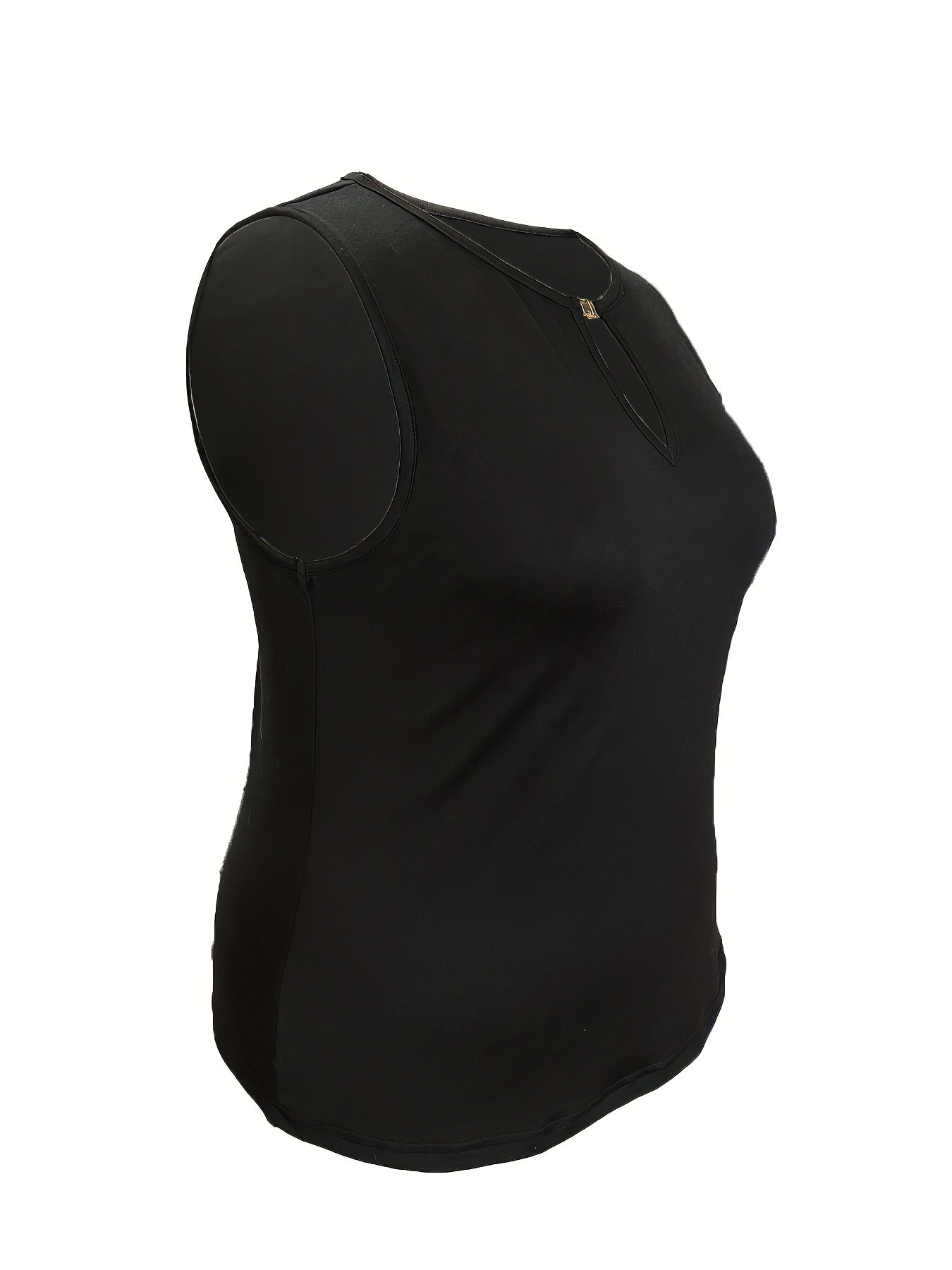 Solid V Neck Keyhole Front Tank Top