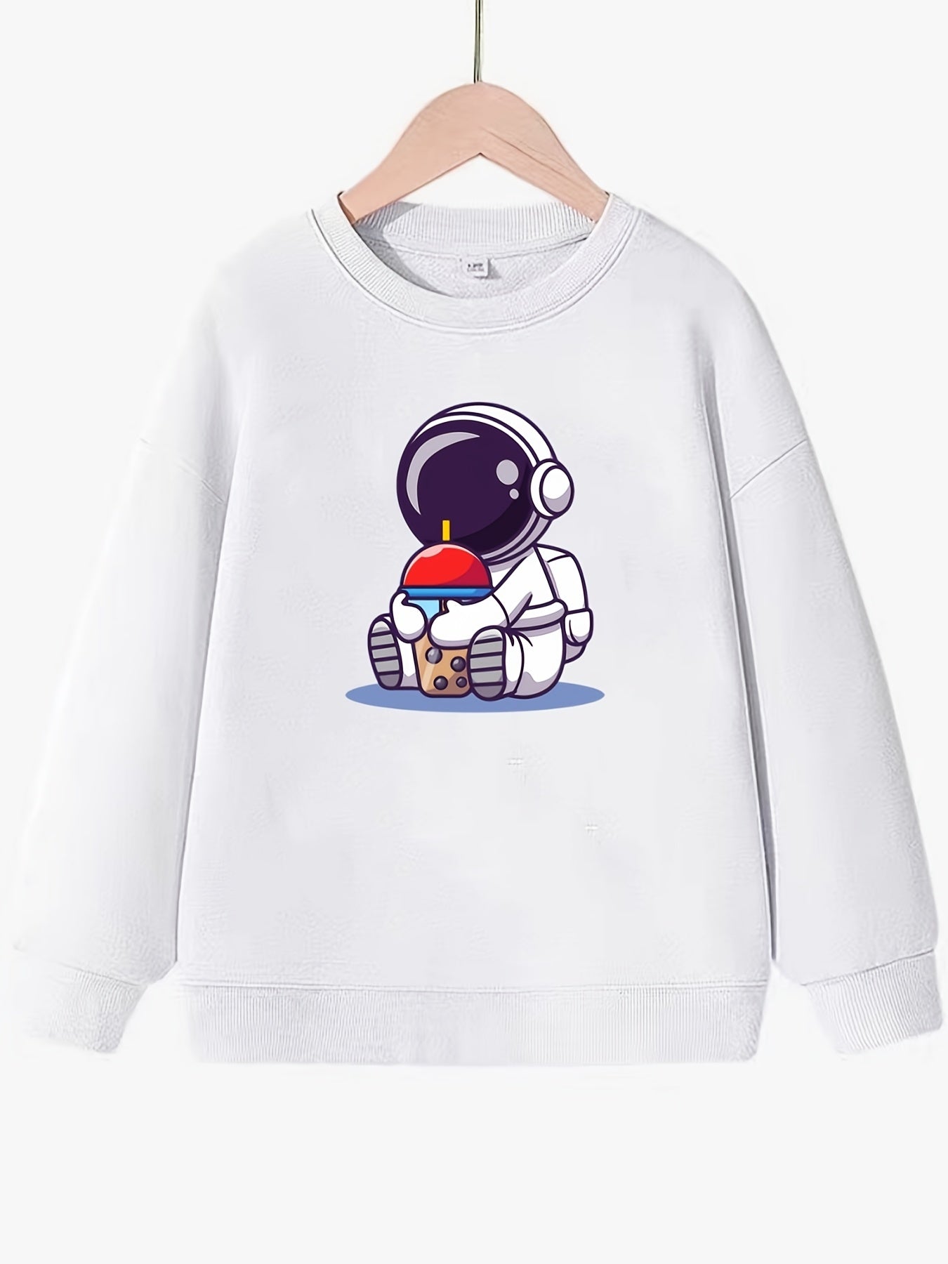 Girls Astronaut Bubble Tea Sweatshirt Long Sleeve Top