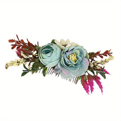 Pink Floral Hair Comb Clip for Women - Wedding Hair Accessories