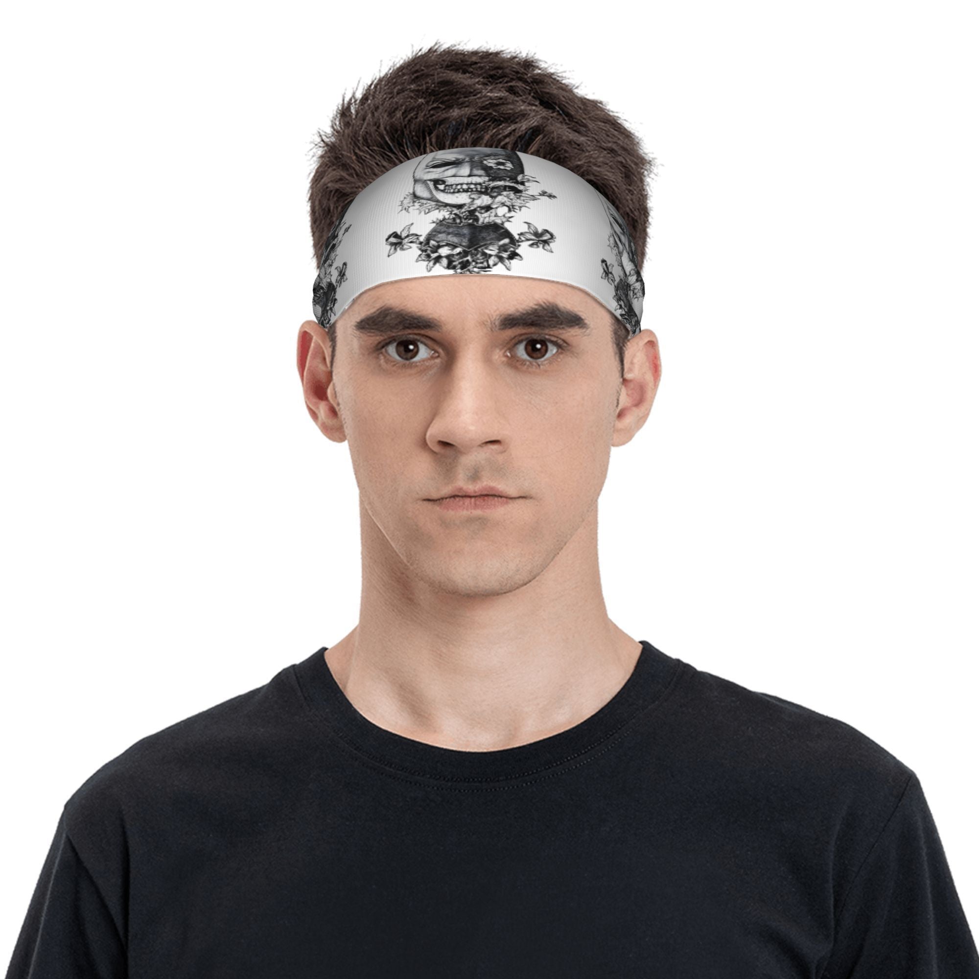 Skull & Floral Bat Sports Headband - Ideal for Yoga Gym Running