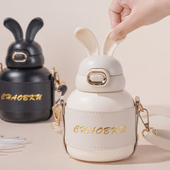 580ml Outdoor Bunny Ears Water Bottle with Straw