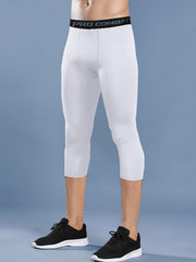 Men's Letters Pattern Compression Pants High Stretch Trousers