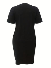 Casual Dress Women's V Neck Midi Dress With Pockets