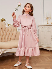 Stylish Family Matching Dress Casual Solid Long Sleeve Family Dress
