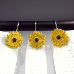 12pcs Sunflower Shower Curtain Hooks for Stylish Bathroom Decor