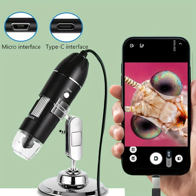 1600X Digital Microscope Camera 3in1 Type C USB Portable Electronic Microscope