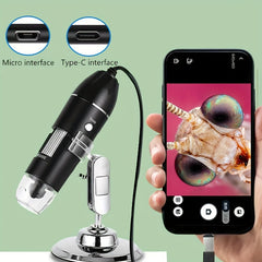1600X Digital Microscope Camera 3in1 Type C USB Portable Electronic Microscope