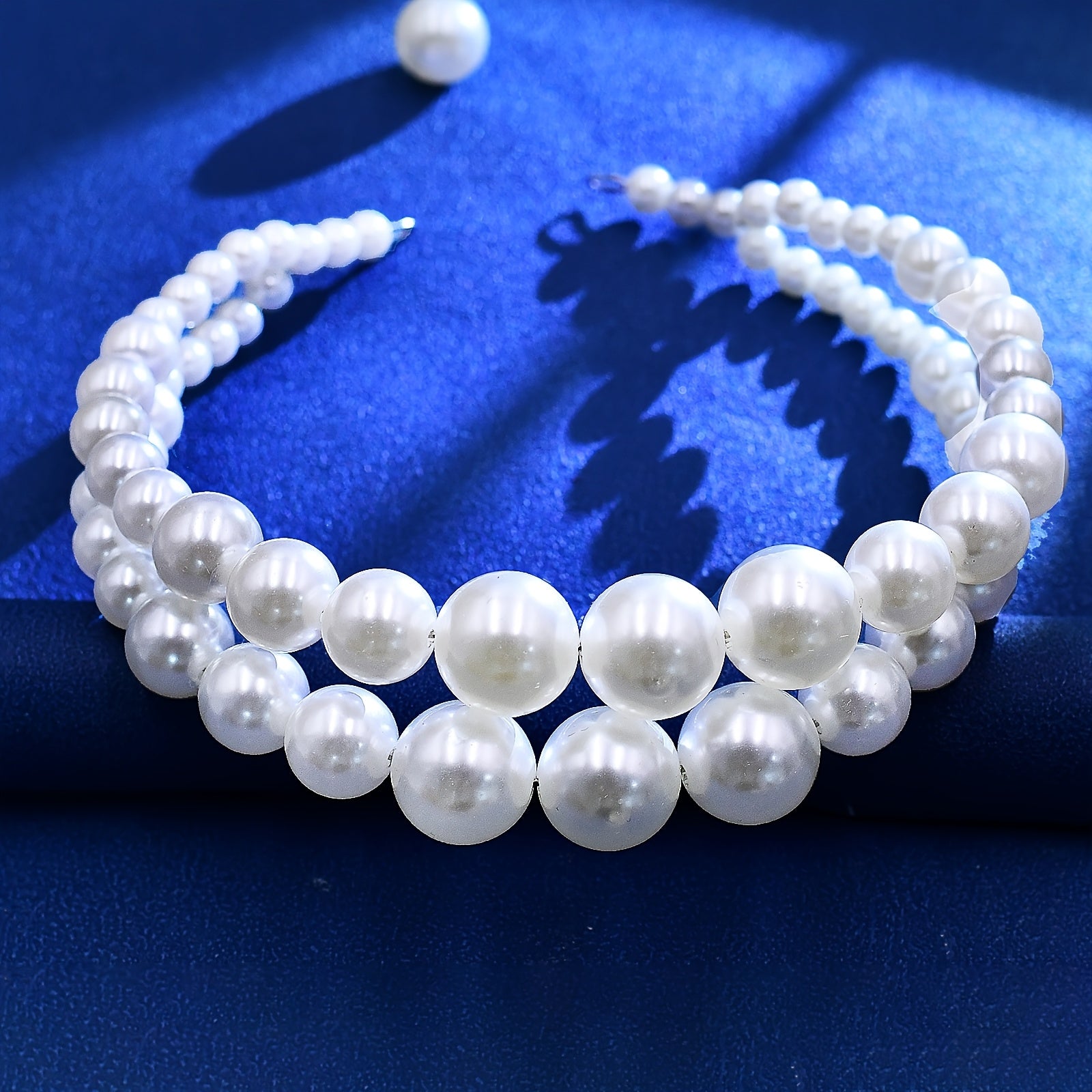 Vintage Pearl Bridal Headband Handcrafted Wedding Hair Accessory