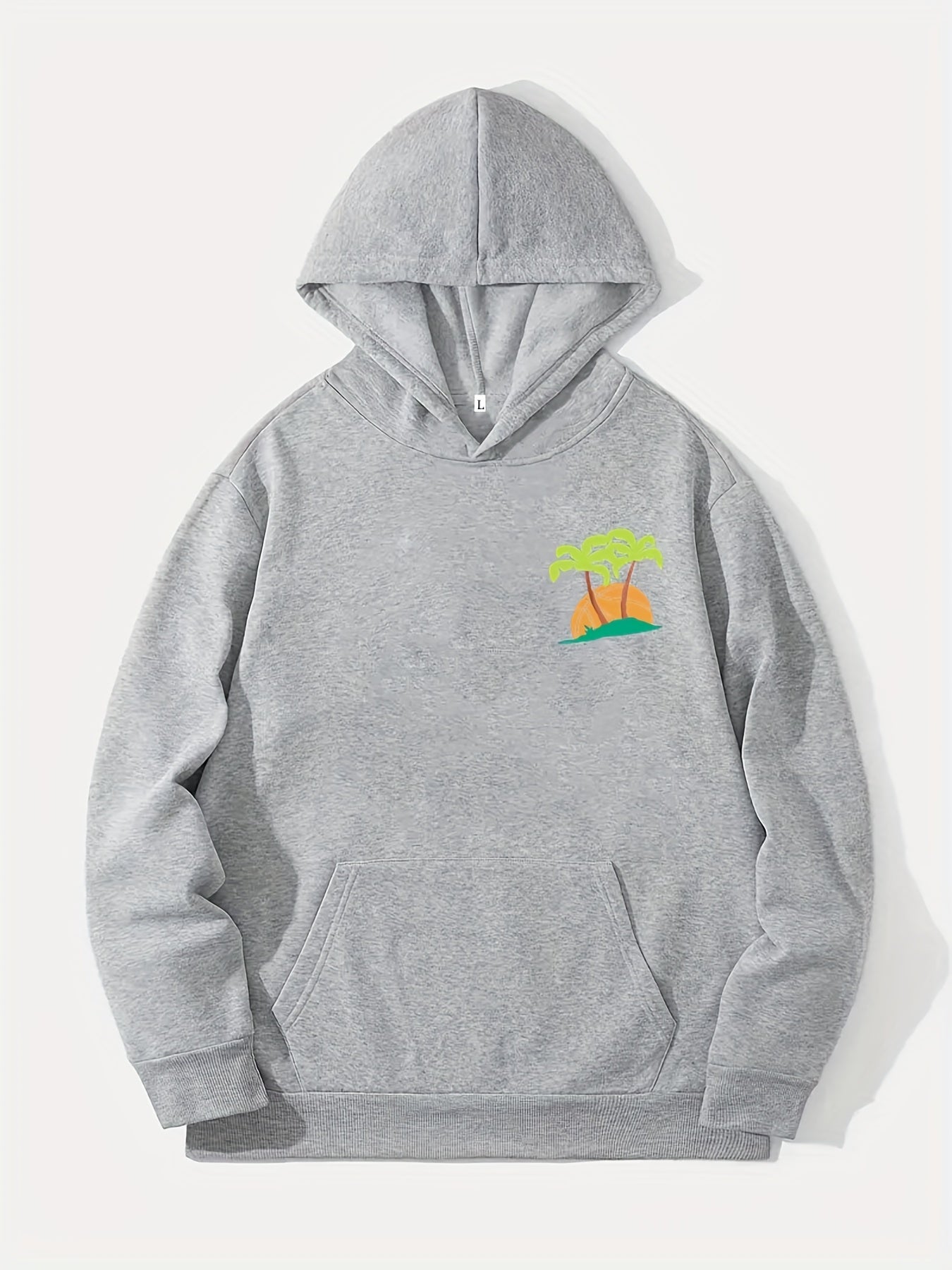 Coconut Tree Print Hoodie Men's Graphic Pullover Hooded Sweatshirt