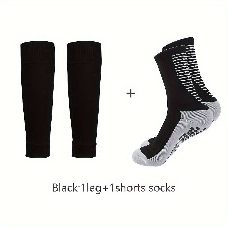 Men's Nylon Blend Breathable Fitness Football Leg Cover&Anti Slip Socks