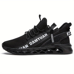 Men's Lace Up Knit Sneakers With Zipper Casual Walking Shoes