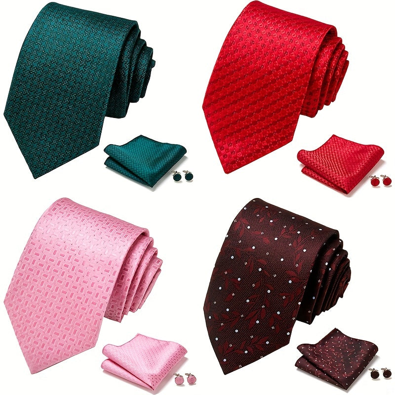 3pcs Polka Dot Tie Handkerchief Set Classic Men's Necktie