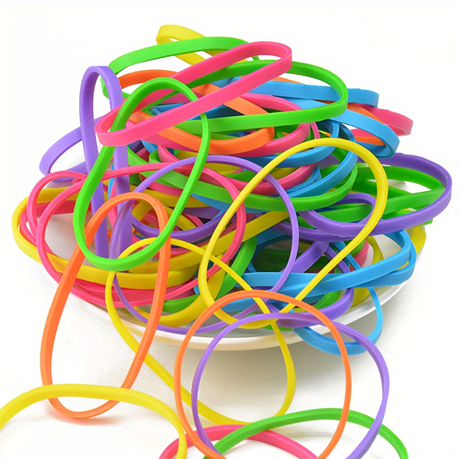 100 Natural Synthetic Rubber Bands 50mm x 3mm Multicolor